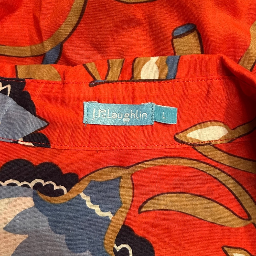 J. McLaughlin Lois button up blouse coral floral sz L - Picture 3 of 5